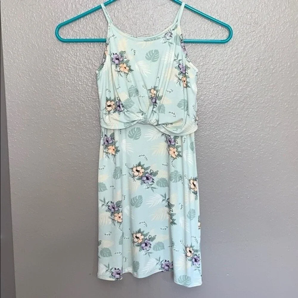 Art Class Girl Maxi Floral dress Spaghetti Straps Mint Green